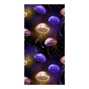 Póster Sem costura com águas-vivas brilhantes