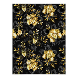 Póster Sem costura com orquídeas de joalharia