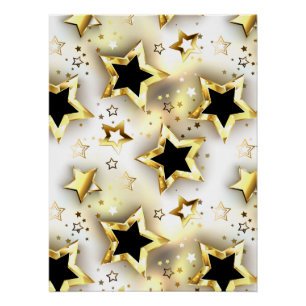 Póster Sem costura leve com estrelas douradas