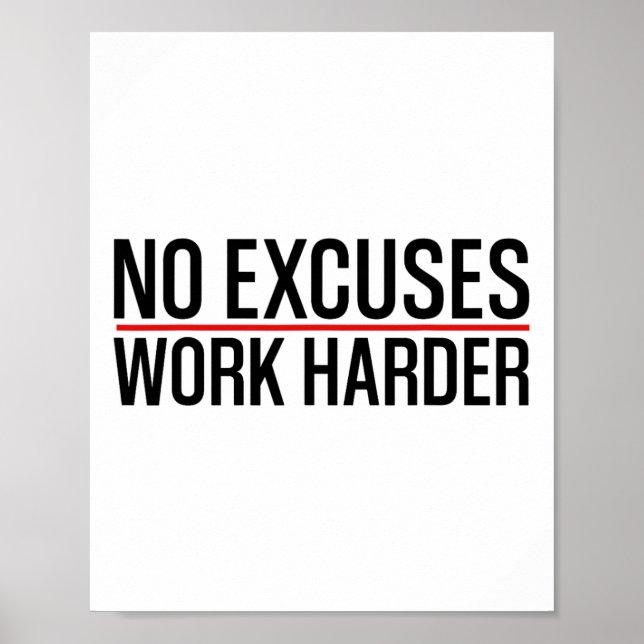 Poster Sem Desculpas Trabalhe Mais Duro Motivação Academi (Frente)