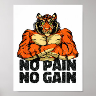 Poster Sem Dor Sem Ganho Academia Tiger Treino Mma Muscul