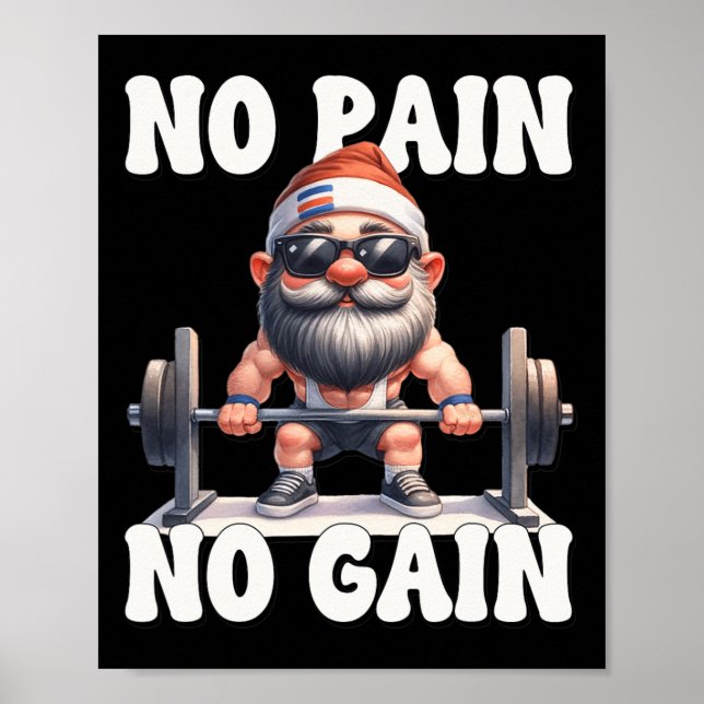 Poster Sem Dor Sem Ganho Gnome de Fitness Ama Levantament (Frente)