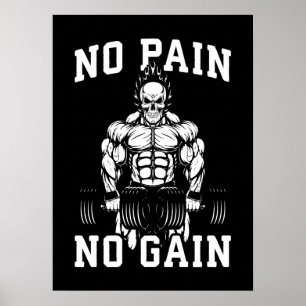 Poster Sem Dor, Sem Ganho - Motivação De Workout De Gym