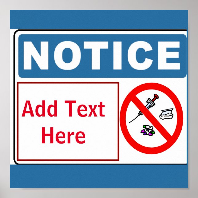 Poster Sem Drogas nas Instalações, adicionar texto, Assin (Frente)