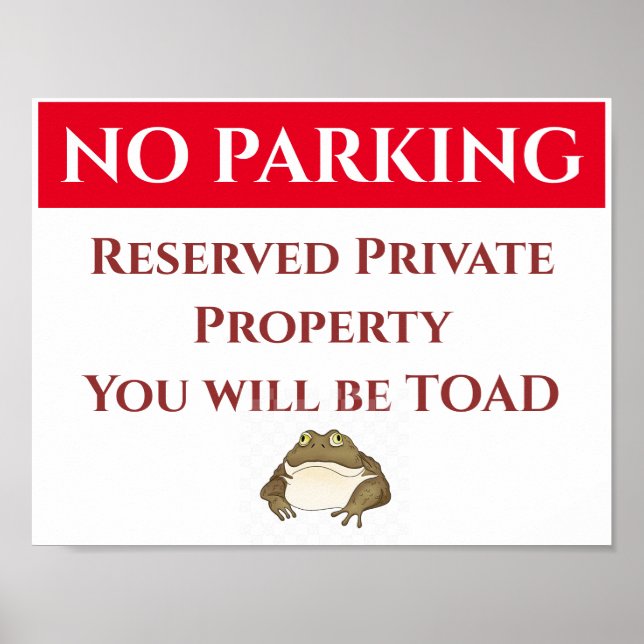 Poster SEM ESTACIONAMENTO, TOAD Sign, add or edit text Po (Frente)