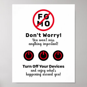Poster Sem FOMO (Medo De Ausência) Desligue Seus Disposi