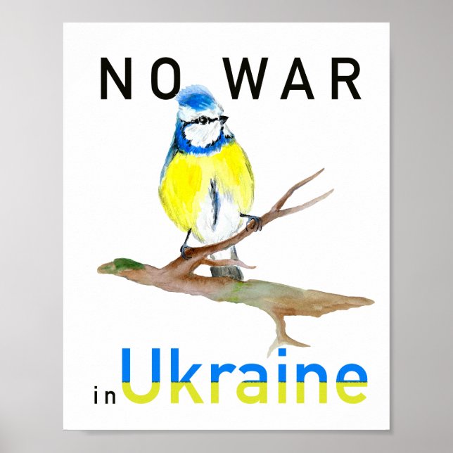 Poster Sem guerra de aves aquáticas na Ucrânia (Frente)