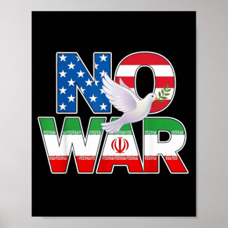 Poster Sem Guerra Vintage Pombo Irã EUA Bandeira