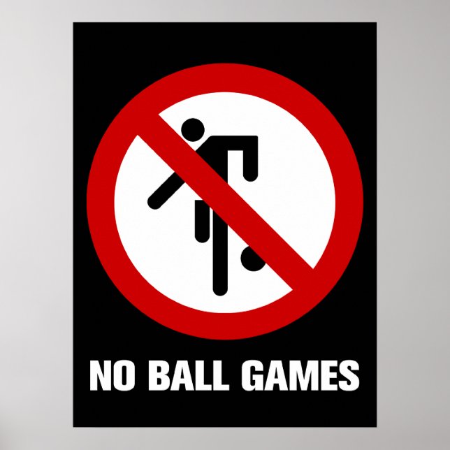 Poster Sem Jogos de Bola ⚠ Placa do Parque Tailandês ⚠ (Frente)