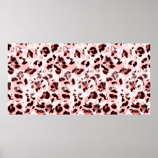 Poster Sem Mão Sem Fio Desenhada Aquarela Leopardo Ani (Frente)