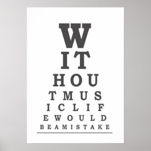 Poster Sem música a vida seria uma tipografia do erro