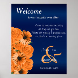 Poster Sem Planos Sentados - Belo Rosa de Laranja e Azul