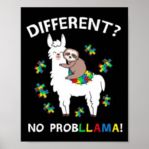 Poster Sem Probllama Llama Sloth Quebra-cabeça Legal Auti