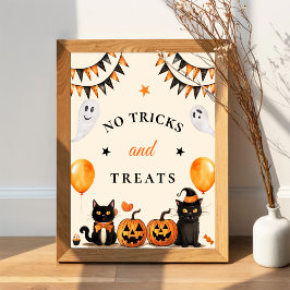 Poster " Sem Truques e Tratamentos " Boo Black Cat Hallow