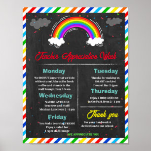 Poster Semana de apreciação de professor do Rainbow, bril