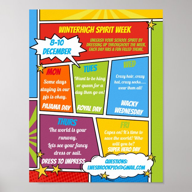 Poster Semana do Espírito Cômico panfleto escolar SUPER H (Frente)