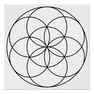Póster Semente da Vida Geometria Sagrada preto e branco
