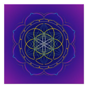 Póster Semente mandala do cubo da vida & do Metatron