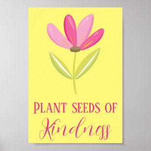 Poster Sementes Florais Amarelas e Rosa de Bondade