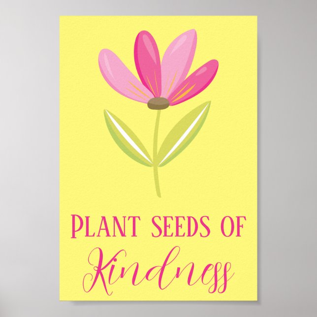 Poster Sementes Florais Amarelas e Rosa de Bondade (Frente)