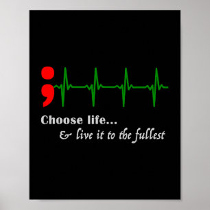 Poster Semicolon Ekg Prevenção de Consciência Suicida