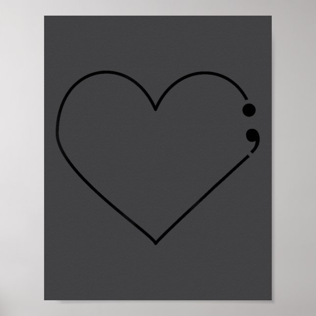 Poster Semicolon Heart Mental Health Awareness Therast De (Frente)