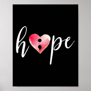 Poster Semicolon Hope Heart Watercolor - Awarenes suicida