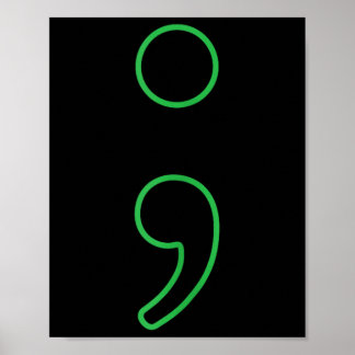 Poster Semicolon Mental Saúde Consciencialização Mês Esti