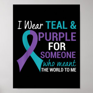 Poster Semicolon Teal &amp; Fita Roxa Suicida Awarene