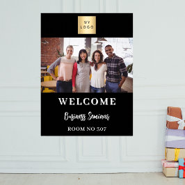 Poster Seminário do logotipo preto branco para fotografia