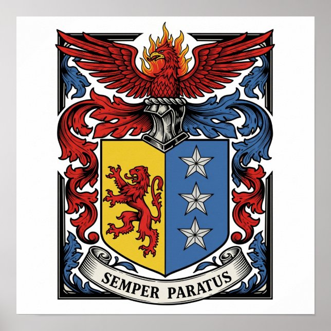 Poster Semper Paratus Casaco de Braços Heráldico (Frente)