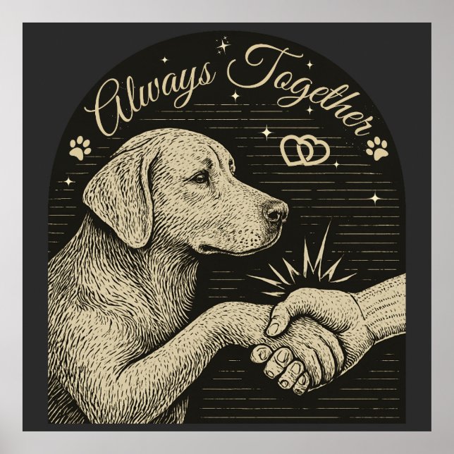 Poster Sempre Juntos" Amizade de Cães Vintage (Frente)