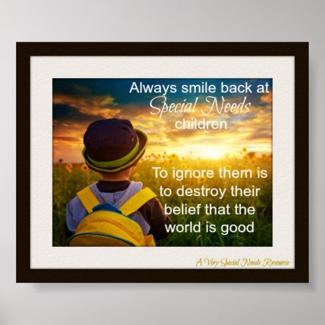 Póster Sempre sorria para as crianças de necessidades esp (Frente)