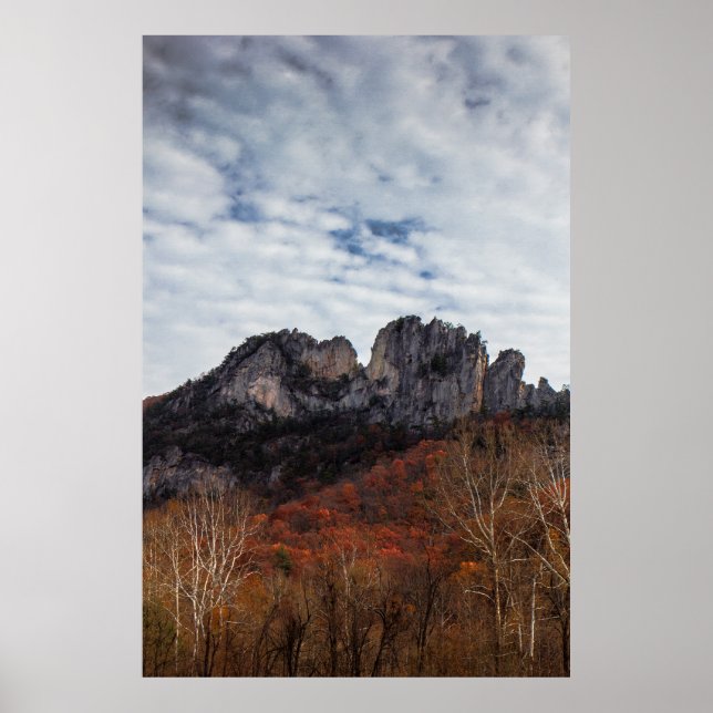 Poster Seneca Rocks em outono, Virgínia Ocidental (Frente)