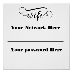 Póster senha wifi caligráfica suporte de sinal
