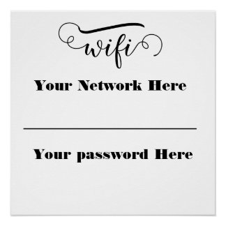 Póster senha wifi caligráfica suporte de sinal