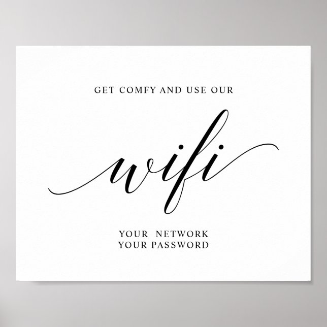 Poster Senha Wifi De Casamento Da Tipografia Elegante Pre (Frente)
