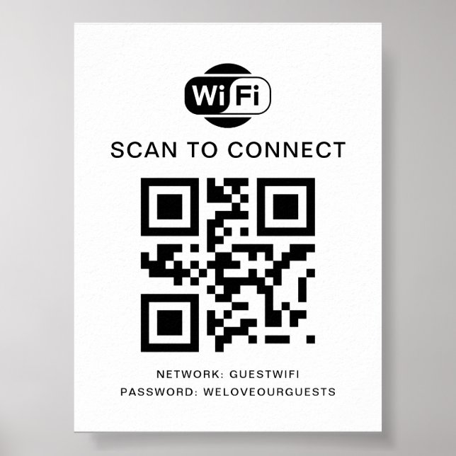 Poster Senha Wifi | Verificação de código QR para conexão (Frente)