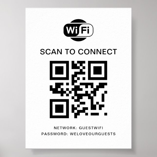 Poster Senha Wifi | Verificação de código QR para conexão (Frente)