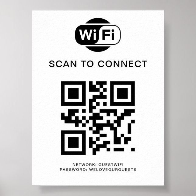 Poster Senha Wifi | Verificação de código QR para conexão (Frente)
