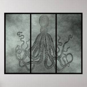 Póster Senhor Bodner Triptych preto e branco