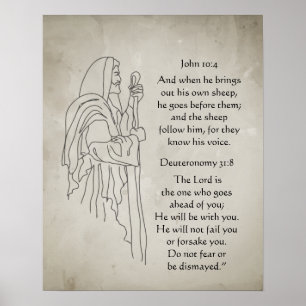 Poster Senhor Bom Pastor Vai Adiante de Você Escritura Bí