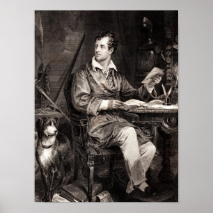 Poster Senhor Byron Retrato Victorian Poeta dos 1800s do