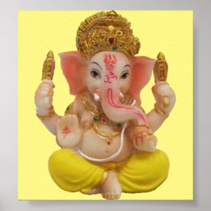 Póster Senhor Ganesh, grande deus Hindu para a felicidade