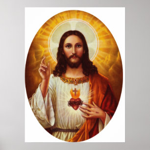 Póster Senhor Jesus Cristo e o Coração Sagrado