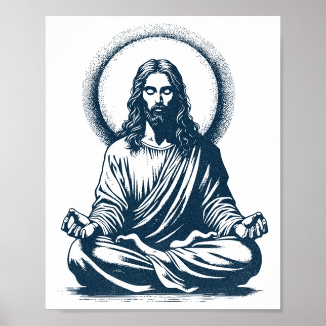 Poster Senhor Jesus Meditando, Buda, Monge, Meditação  (Frente)