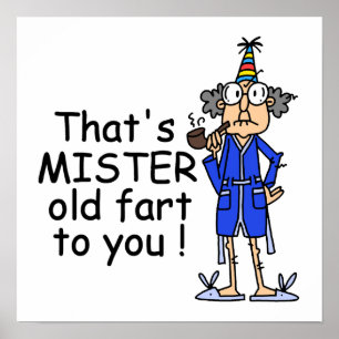 Póster Senhor Velho Fart Aniversário Humor