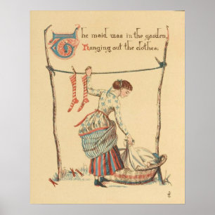 Poster Senhora bonito do vintage