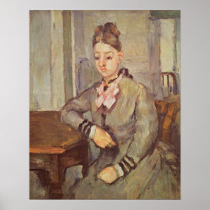 Póster Senhora Cezanne Leaning em uma mesa, 1873-77