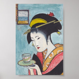 Poster Senhora clássica japonesa Arte da gueixa